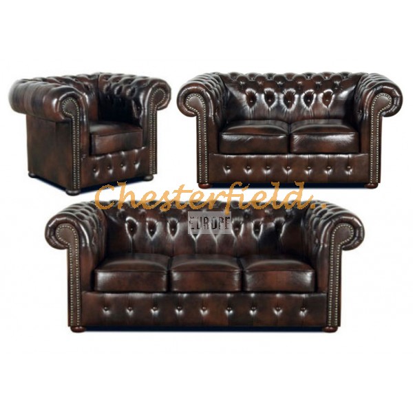 Classic 321 Antikbraun Chesterfield Garnitur