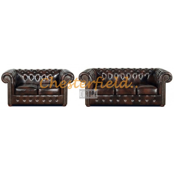 Classic 32 Antikbraun Chesterfield Garnitur