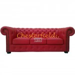 Classic Rot 3-Sitzer Chesterfield Sofa