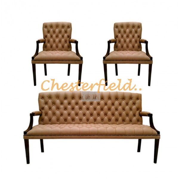 King 311 Cappucchino Chesterfield Garnitur