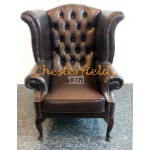 Queen Antikbraun (A5 Dunkel) Chesterfield Ohrensessel 