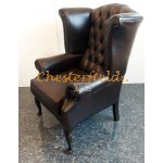 Queen Antikbraun (A5 Dunkel) Chesterfield Ohrensessel 