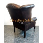 Queen Antikbraun (A5 Dunkel) Chesterfield Ohrensessel 