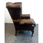 Queen Antikbraun (A5 Dunkel) Chesterfield Ohrensessel 