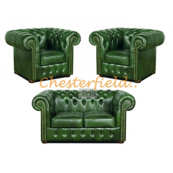 Classic 211 Antikgruen Chesterfield Garnitur