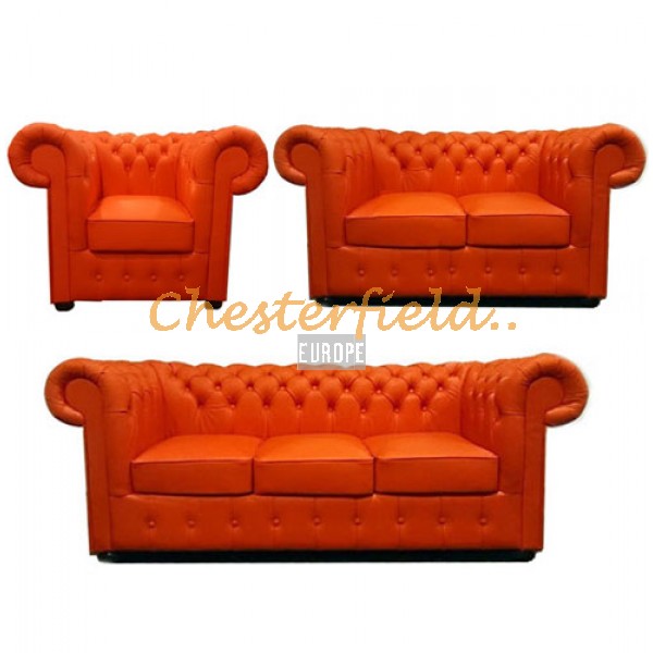 Classic 321 Orange Chesterfield Garnitur