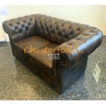 Classic  XL Antik mittelbraun 2-Sitzer Chesterfield Sofa 