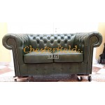 Classic Antikgruen 2-Sitzer Chesterfield Sofa 
