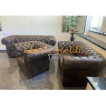 Classic 321 Antikmittelbraun Chesterfield Garnitur