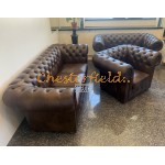 Classic 321 Antikmittelbraun Chesterfield Garnitur