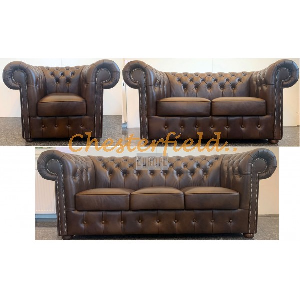 Classic 321 Antikmittelbraun Chesterfield Garnitur