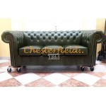 Classic XL Antikgruen 3-Sitzer Chesterfield Sofa 