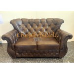 Monk Antikmittelbraun 2-Sitzer Chesterfield Sofa