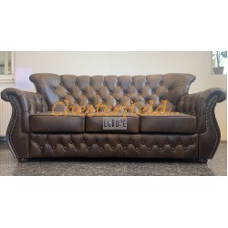 Monk Antikmittelbraun 3-Sitzer Chesterfield Sofa (A5M)