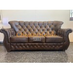 Monk Antikmittelbraun 3-Sitzer Chesterfield Sofa (A5M)