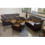 Monk 211 Antikmittelbraun Chesterfield Garnitur (A5M)