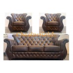 Monk 311 Antikmittelbraun Chesterfield Garnitur (A5M)