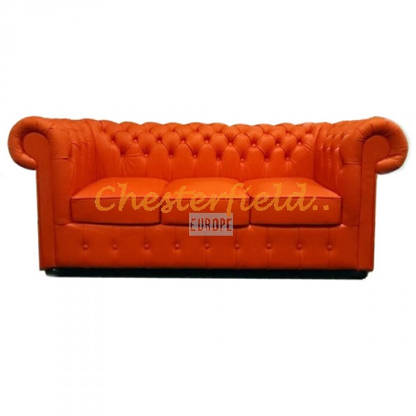 Classic XL Orange 3-Sitzer Chesterfield Sofa