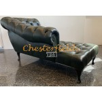 Recamiere Pompadour Chesterfield Rechtsseitig  A8 Antikgruen