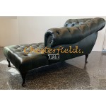 Recamiere Pompadour Chesterfield Linksseitig A8 Antikgruen