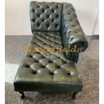 Recamiere Pompadour Chesterfield Linksseitig A8 Antikgruen