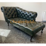 Recamiere Pompadour Chesterfield Linksseitig A8 Antikgruen