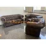 Windsor 311 Antik Mittelbraun Chesterfield Garnitur A5M