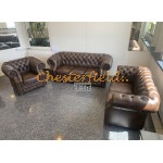 Windsor 211 Antik MIttelbraun Chesterfield Garnitur (A5M)