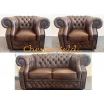 Windsor 211 Antik MIttelbraun Chesterfield Garnitur (A5M)