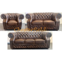 Windsor 321 Antik Mittelbraun Chesterfield Garnitur A5M