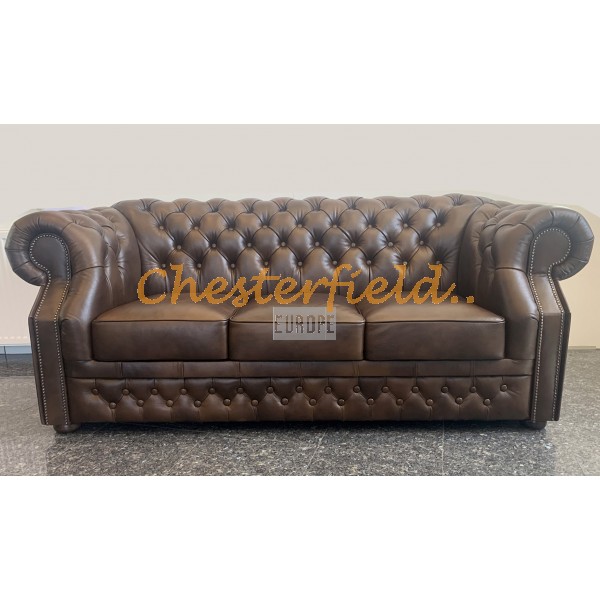 Windsor Antik Mittelbraun 3-Sitzer Chesterfield Sofa