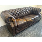 Windsor Antik Mittelbraun 3-Sitzer Chesterfield Sofa