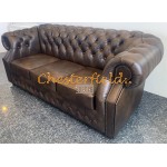 Windsor XL Antik MIttelbraun 3-Sitzer Chesterfield Sofa