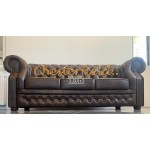 Windsor Antik Mittelbraun 3-Sitzer Chesterfield Sofa